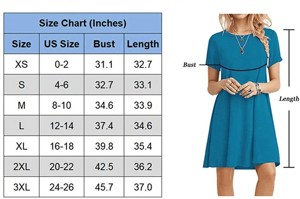 Women's Summer Casual T-shirt Dress Short Sleeve Boho Beach Dress M553