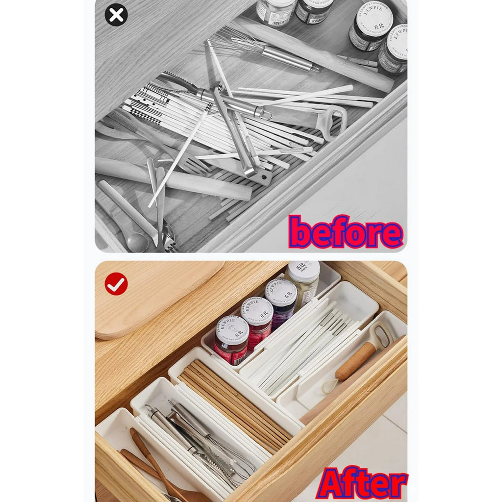 White 4pack Expandable Drawer Organizer Trays X58860