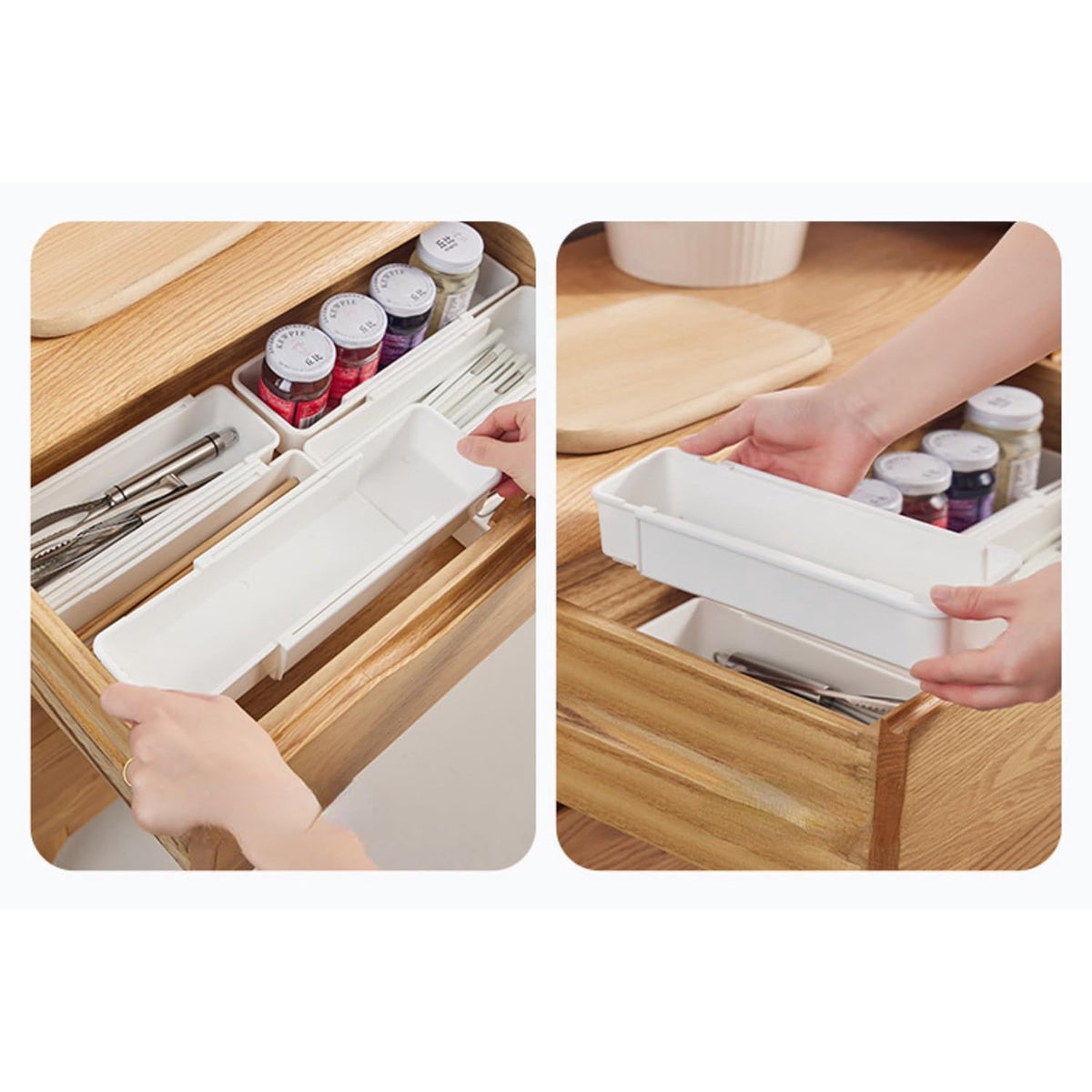 White 4pack Expandable Drawer Organizer Trays X58860