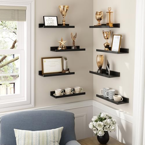 Rustic Brown Wall Shelves Set of 8 F15470