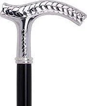 Silver 925r Fritz Leaves Handle Walking Cane with Black Beechwood Shaft and Collar D35247