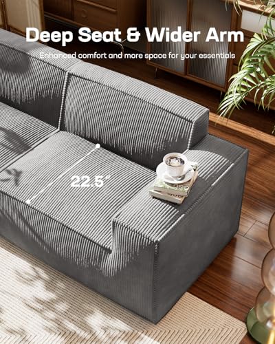 Oversized Deep U Shaped Modular Corduroy Sectional Sofa with Ottoman Y94771