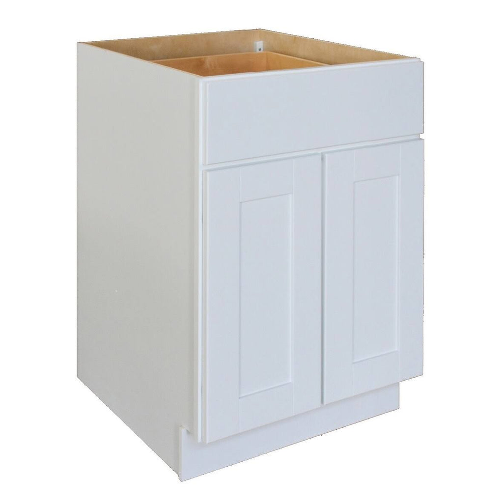 White Double Door Base Cabinet with Drawer C301908