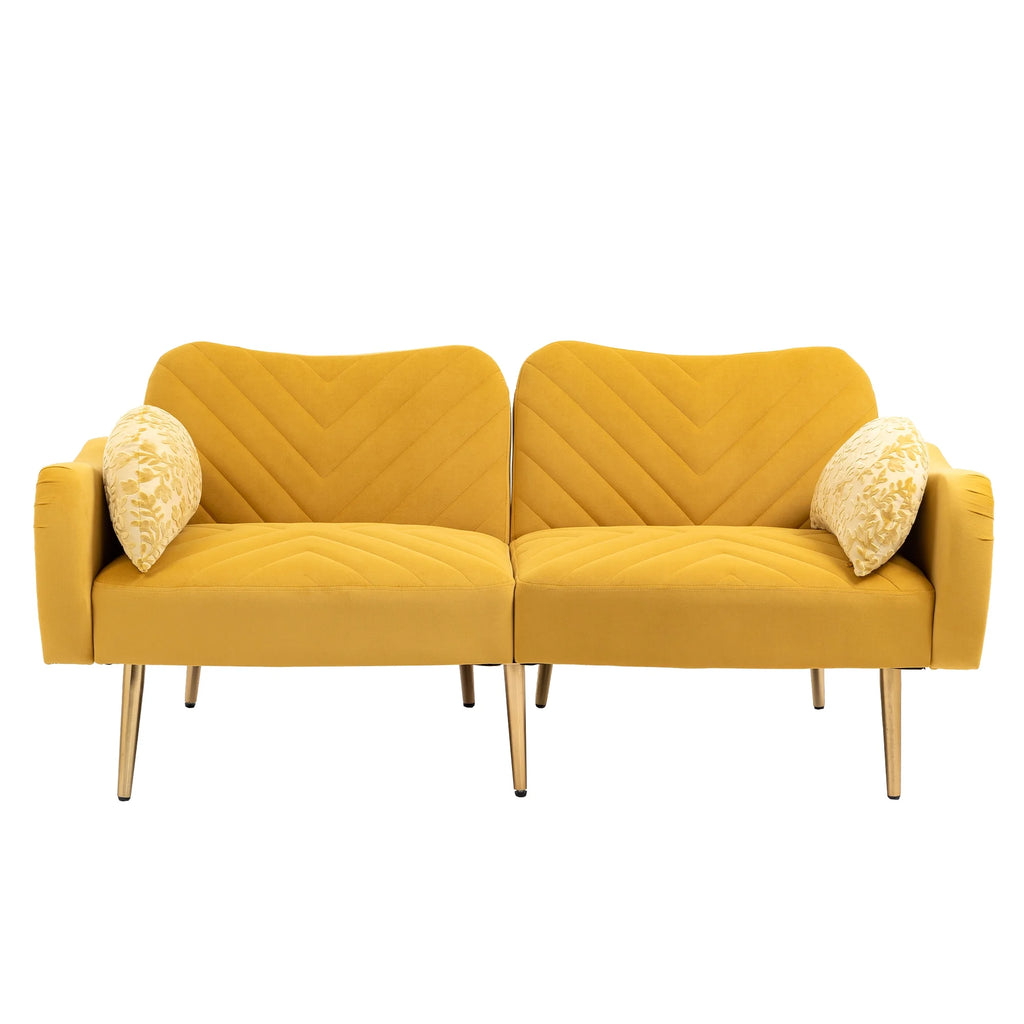 Velvet Love Seats Sofa with 2 Bolster Pillows M829434