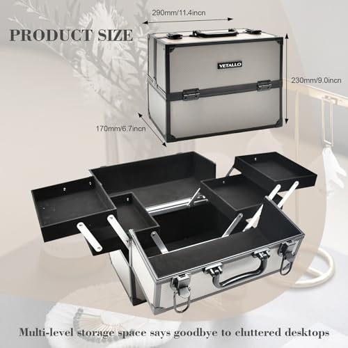 Large Black Portable Makeup Train Case R62455