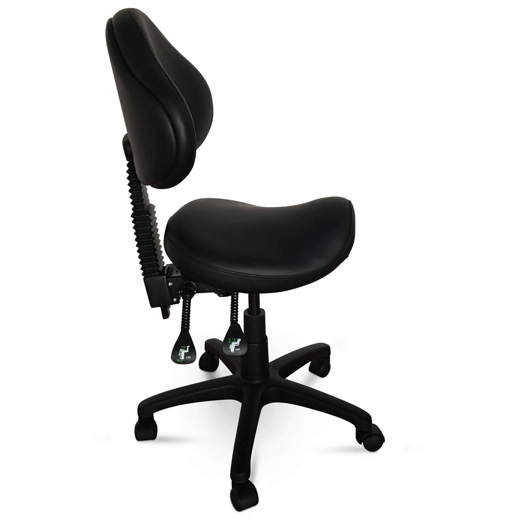 Rolling Saddle Stool with Adjustable Height and Backrest O46989