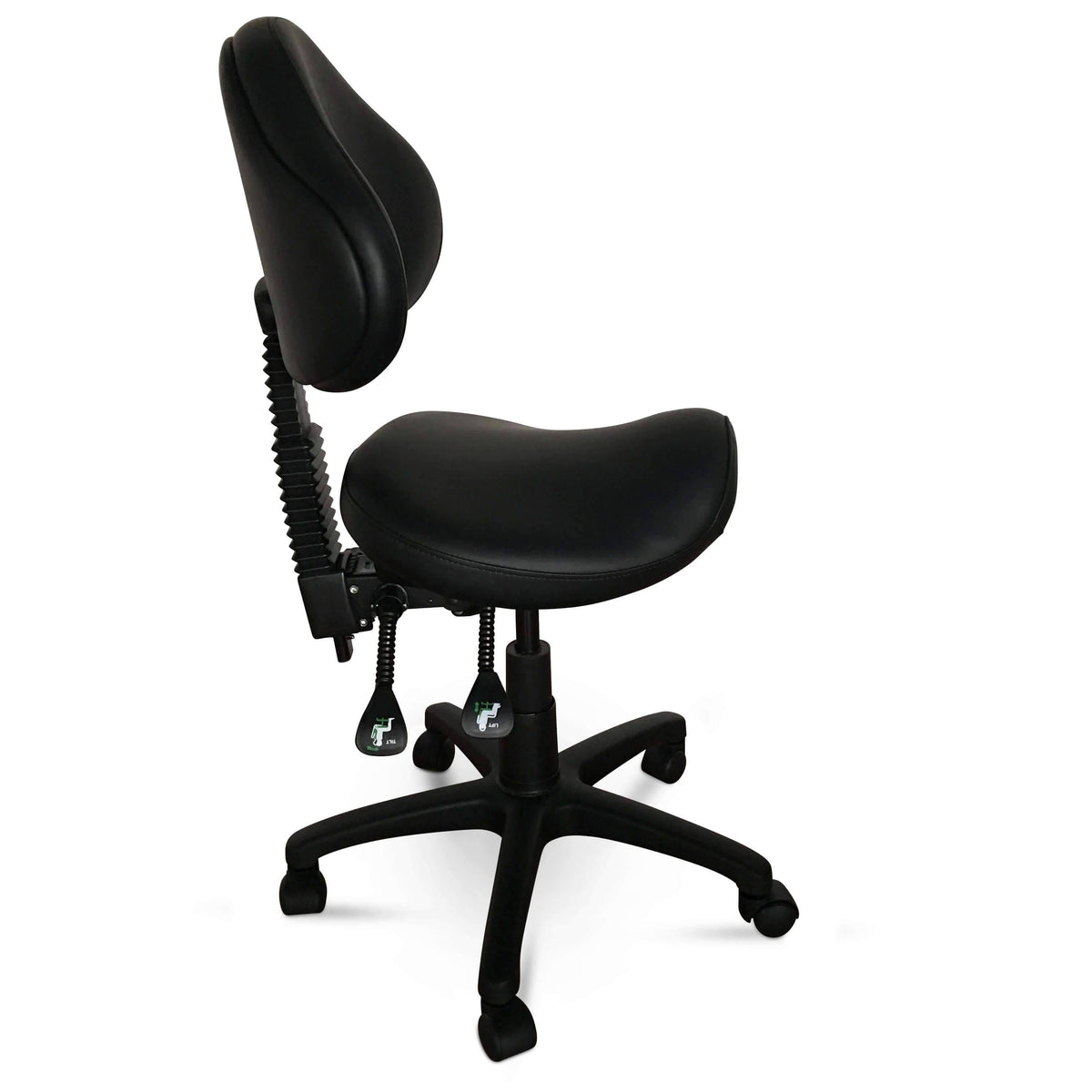 Rolling Saddle Stool with Adjustable Height and Backrest O46989