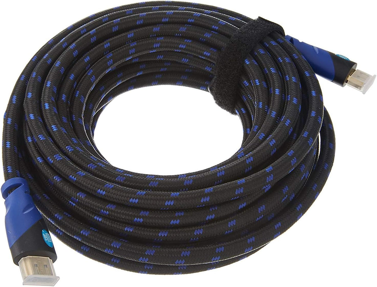Braided Nylon HDMI Cable with Ferrite Core Blue 100 Feet Pack of 2 H8667