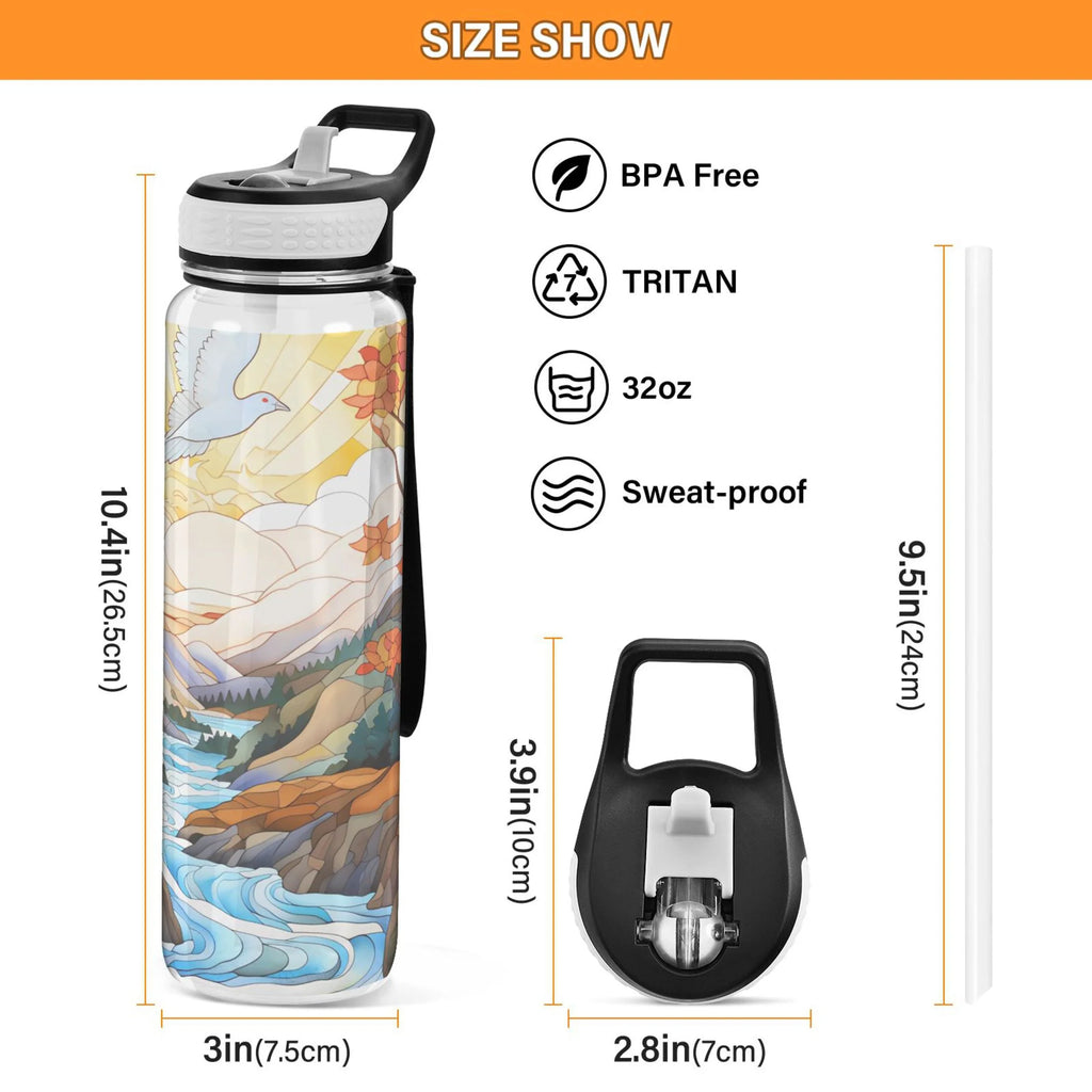 32oz Tritan Leakproof Clear Water Bottle with Straw A620