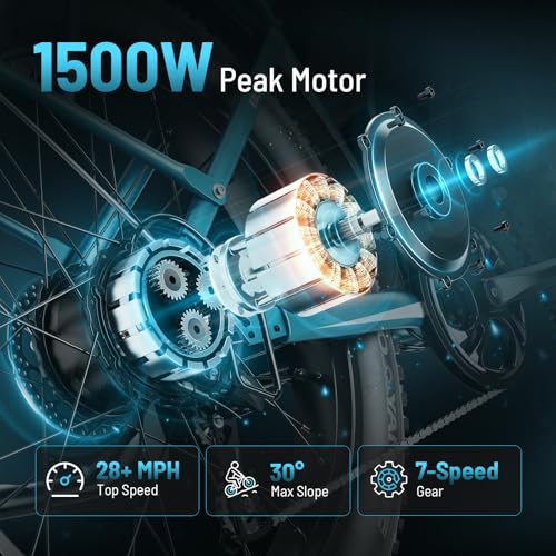 Electric Bike with 1500W Peak Motor, 48V 15Ah Battery, 26'' x 4'' Fat Tire R72195