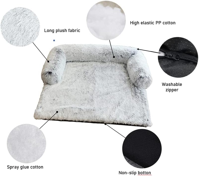 Large Pack of 2 Waterproof Soft Fluffy Dog Bed Mat with Removable Washable Cover W55500