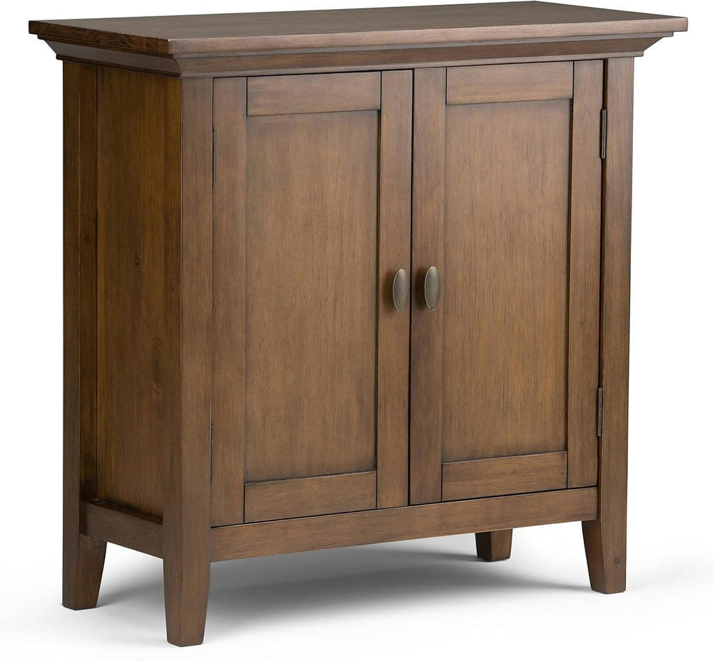 Hickory Brown Solid Wood Low Storage Cabinet with 2 Doors and 2 Adjustable Shelves J7262