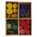4 Sets Beechwood Montessori Knobless Cylinder Blocks Wooden Toy G378
