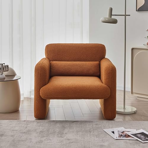 Cream Lambskin Sherpa Fabric Accent Chair Y550665