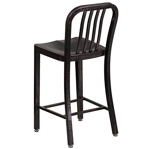 Black-Antique Gold Metal Counter Height Stool Q128961