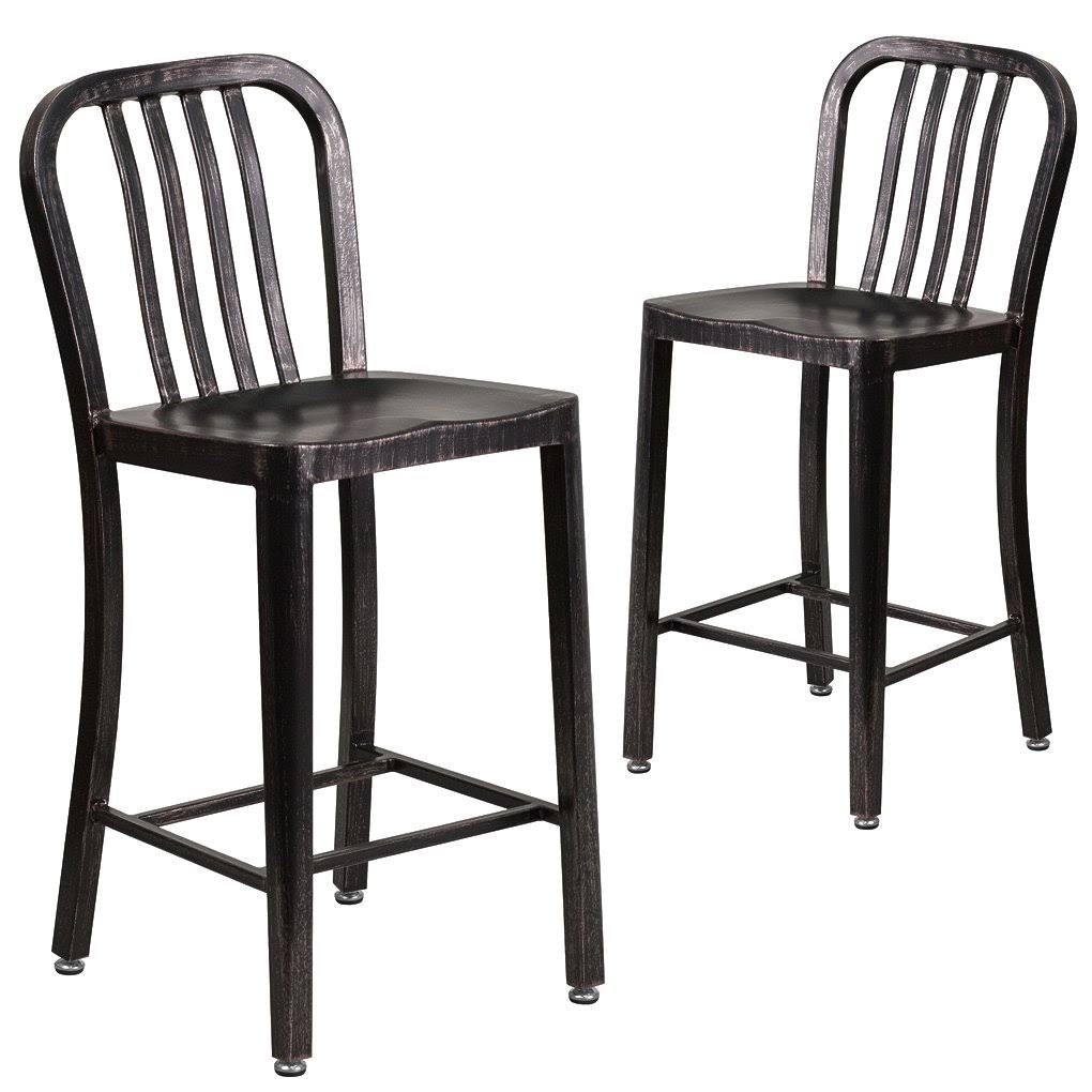 Black-Antique Gold Metal Counter Height Stool Q128961