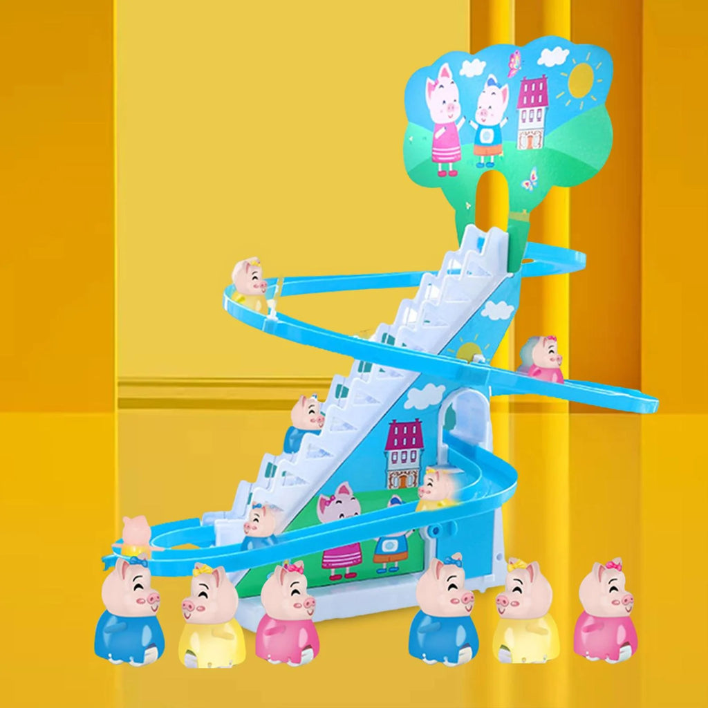 6 s Electric Climbing Stair Toy with LED Flashing Lights Children's Roller Coaster Toy Set U6411