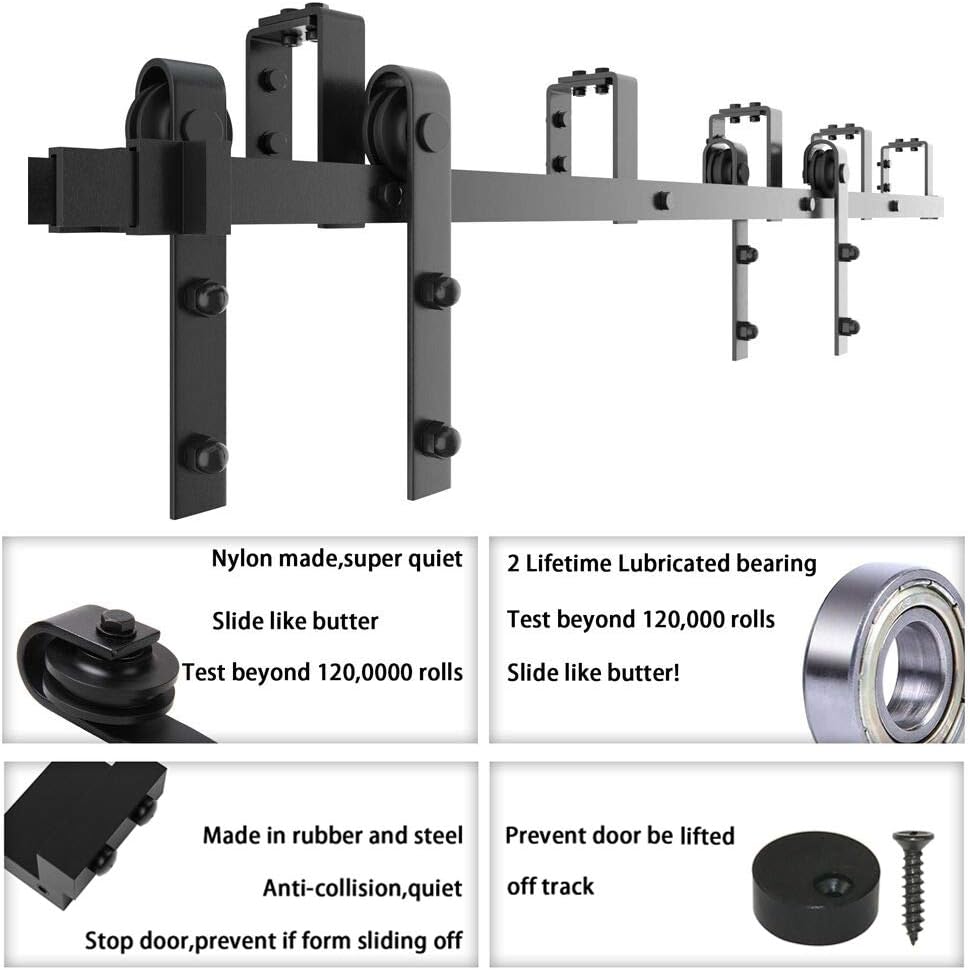 4FT Metal Sliding Bypass Barn Door Hardware Kit H851856