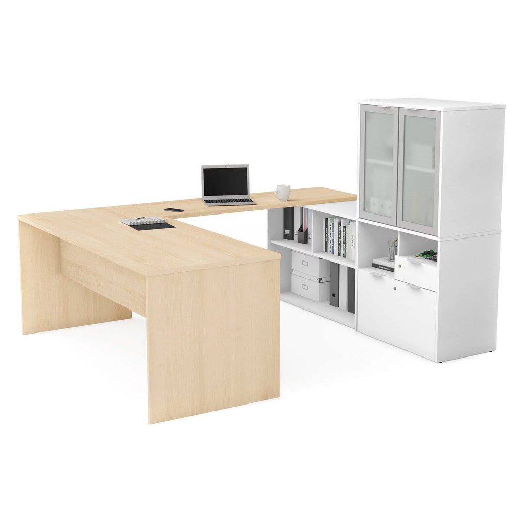 U Shape Computer Desk with Hutch P889