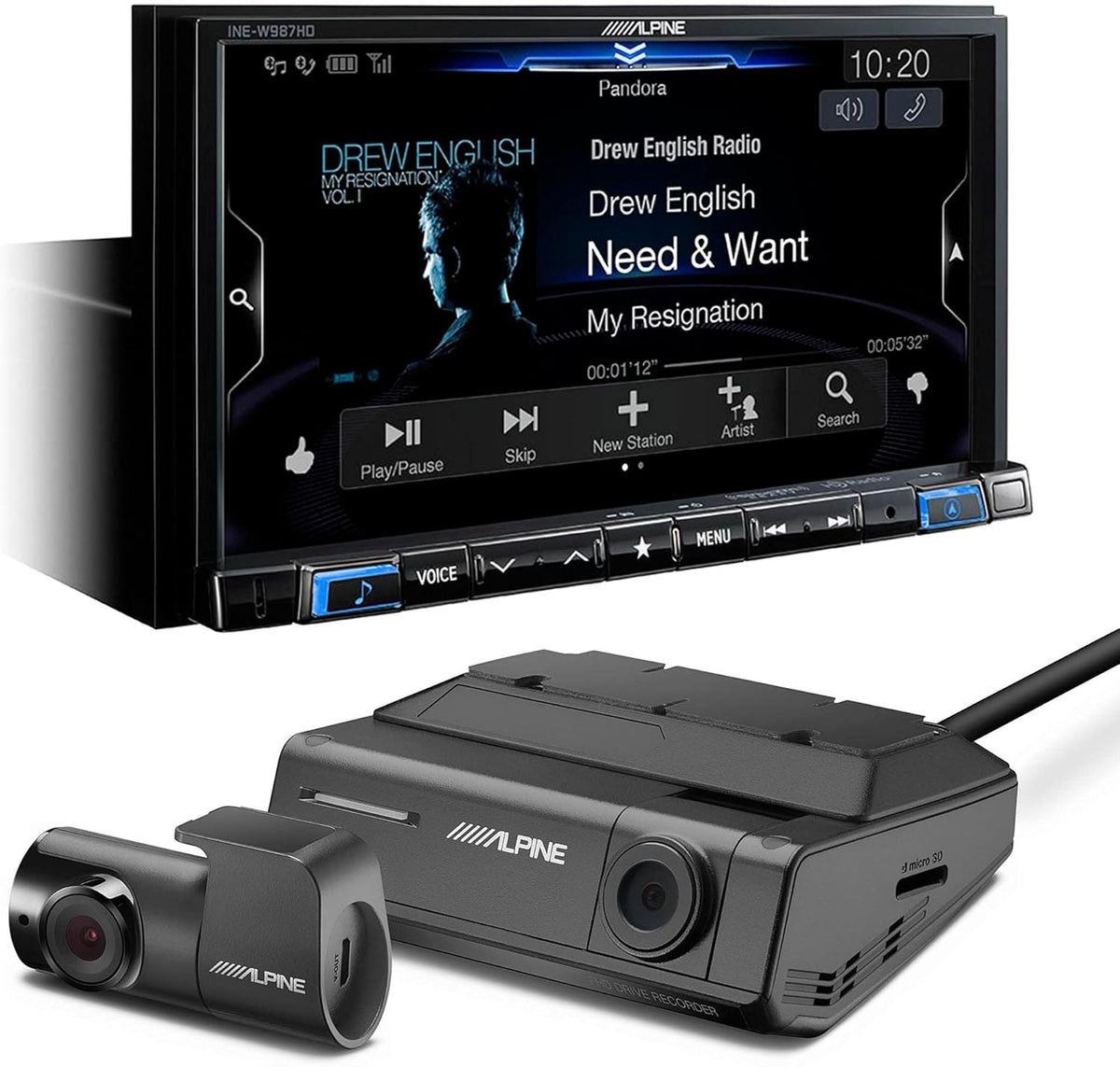 Digital Media Navigation Receiver with Windshield Mount Dashcam A472765