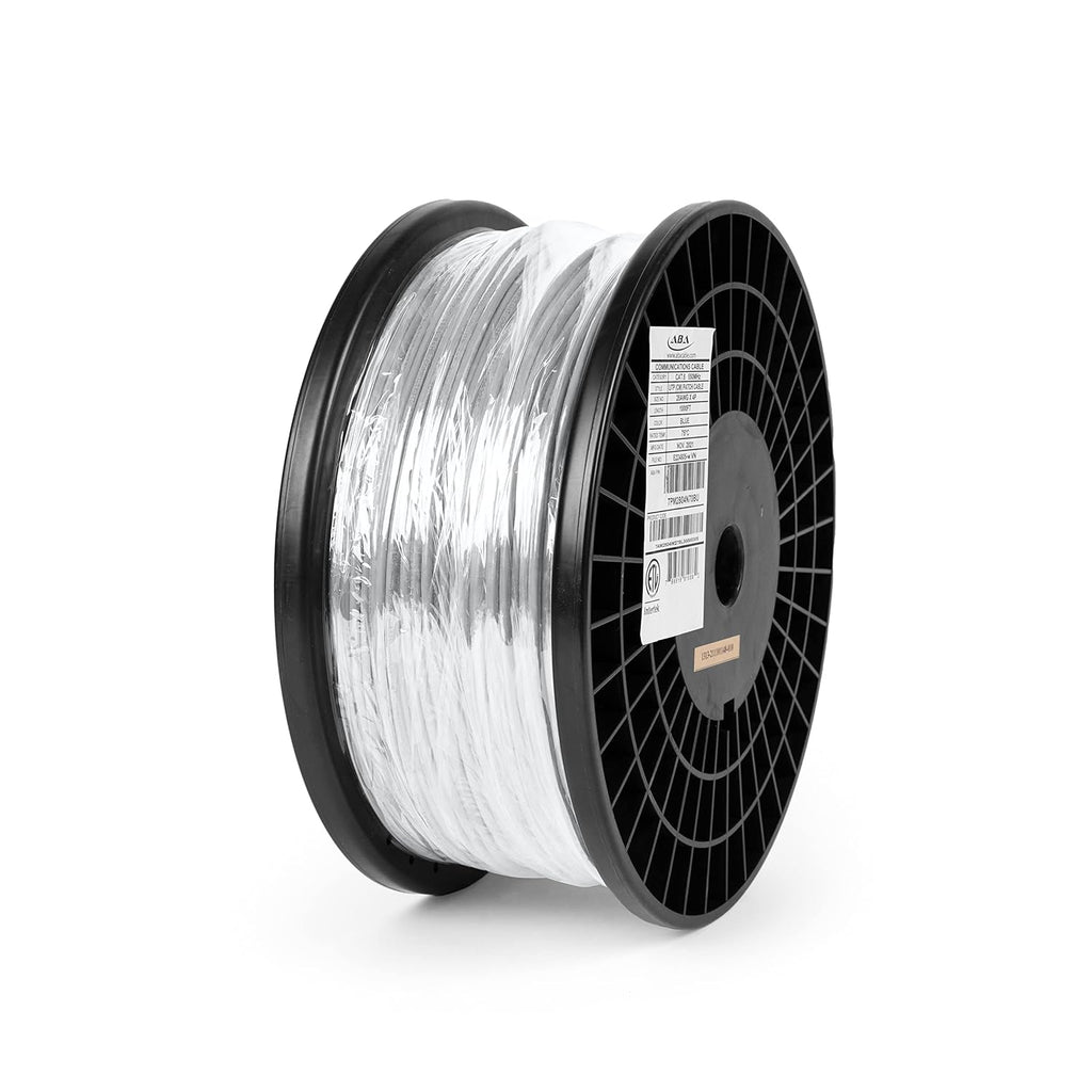 White Ultra Slim Cat6 Ethernet Cable 1000ft Unshielded Twisted Pair Pure Stranded Copper E36065
