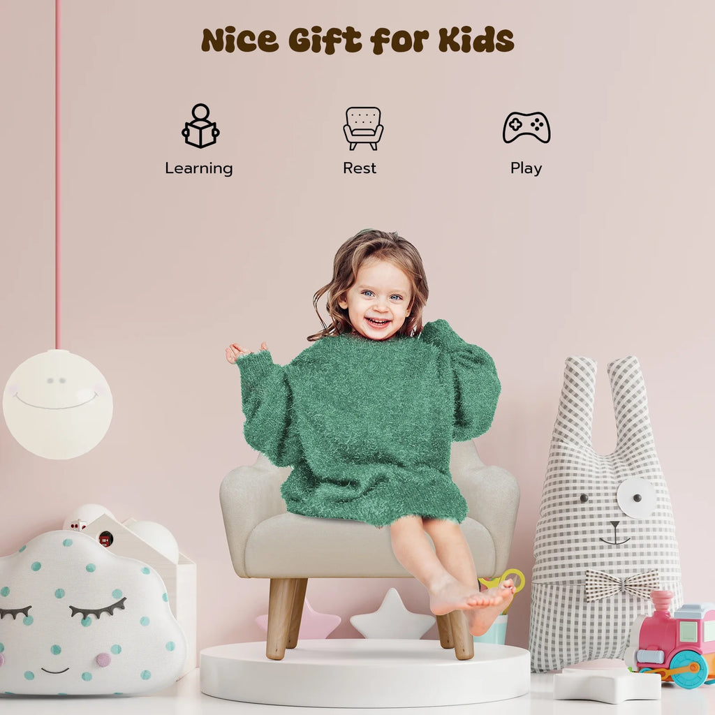 Beige Velvet Kids Armchair with Wooden Legs Z70318