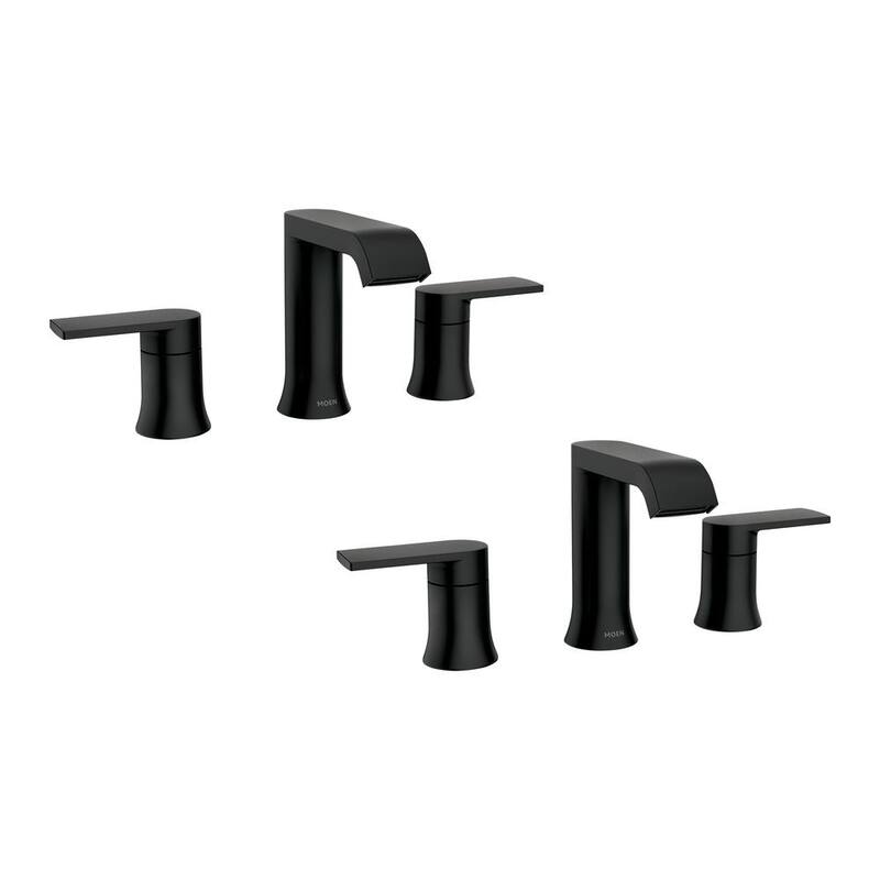 8 in. Widespread Double Handle Bathroom Faucet with Drain in Matte Black 2-Pack S647232