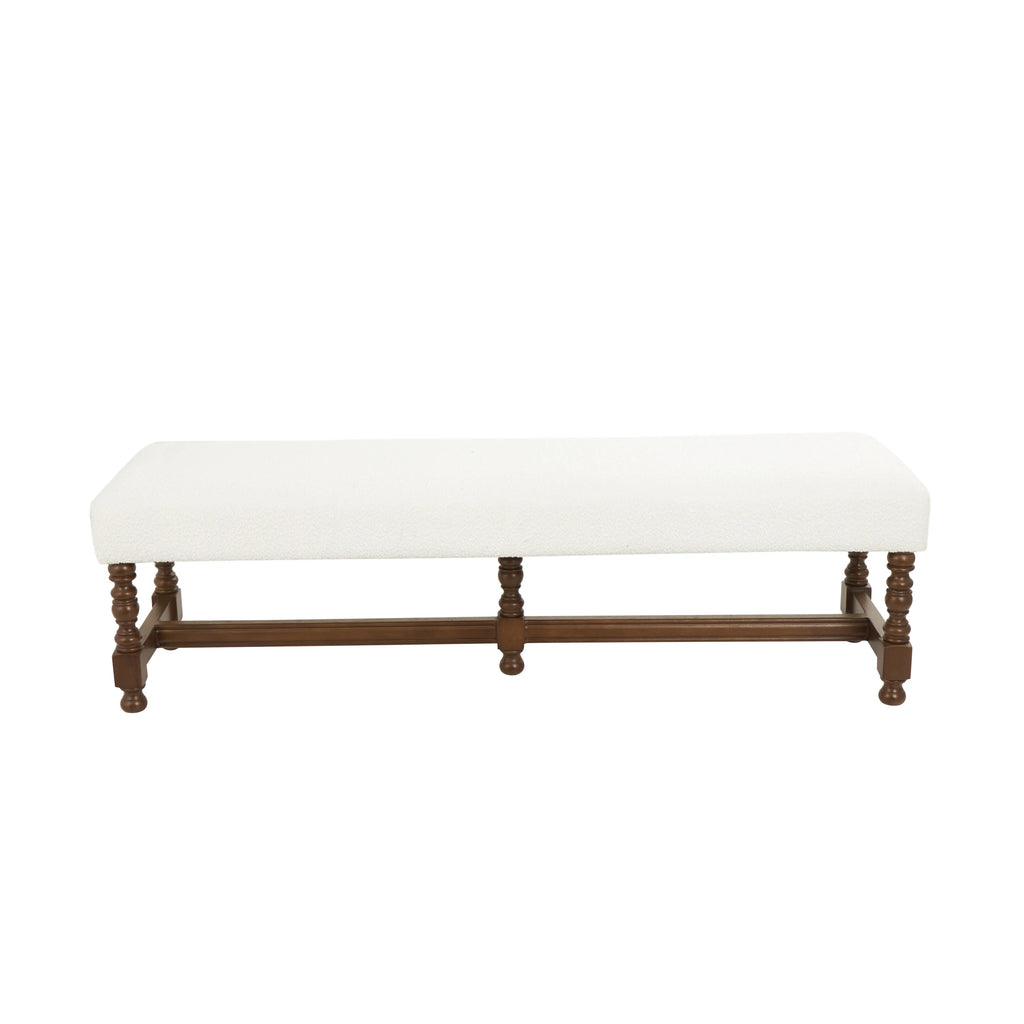 Fabric Bench with Brown Traditional Wood Turned Legs T66857