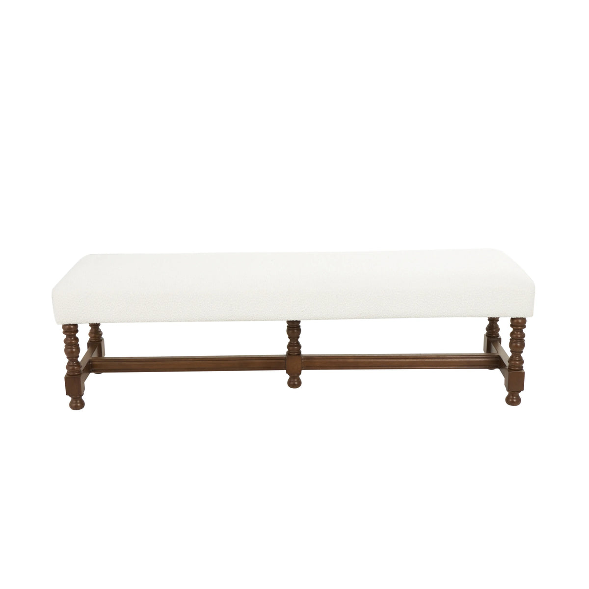 Fabric Bench with Brown Traditional Wood Turned Legs T66857