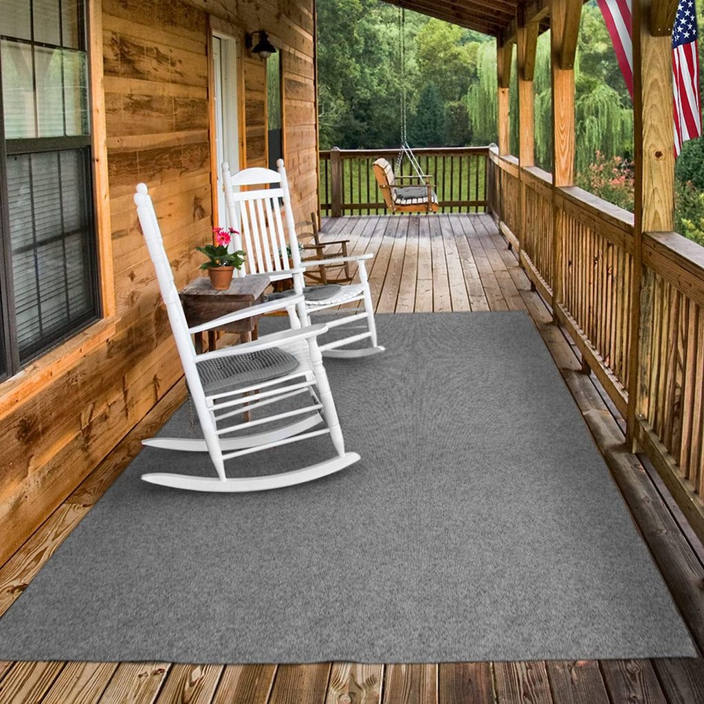Gray 6 Feet x 15 Feet Indoor Outdoor Carpet with Rubber Backing T9364