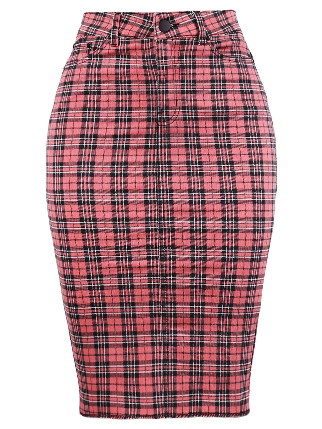 Slim Fit Rayon Knee Length Back Slit Denim Pencil Skirt T760796