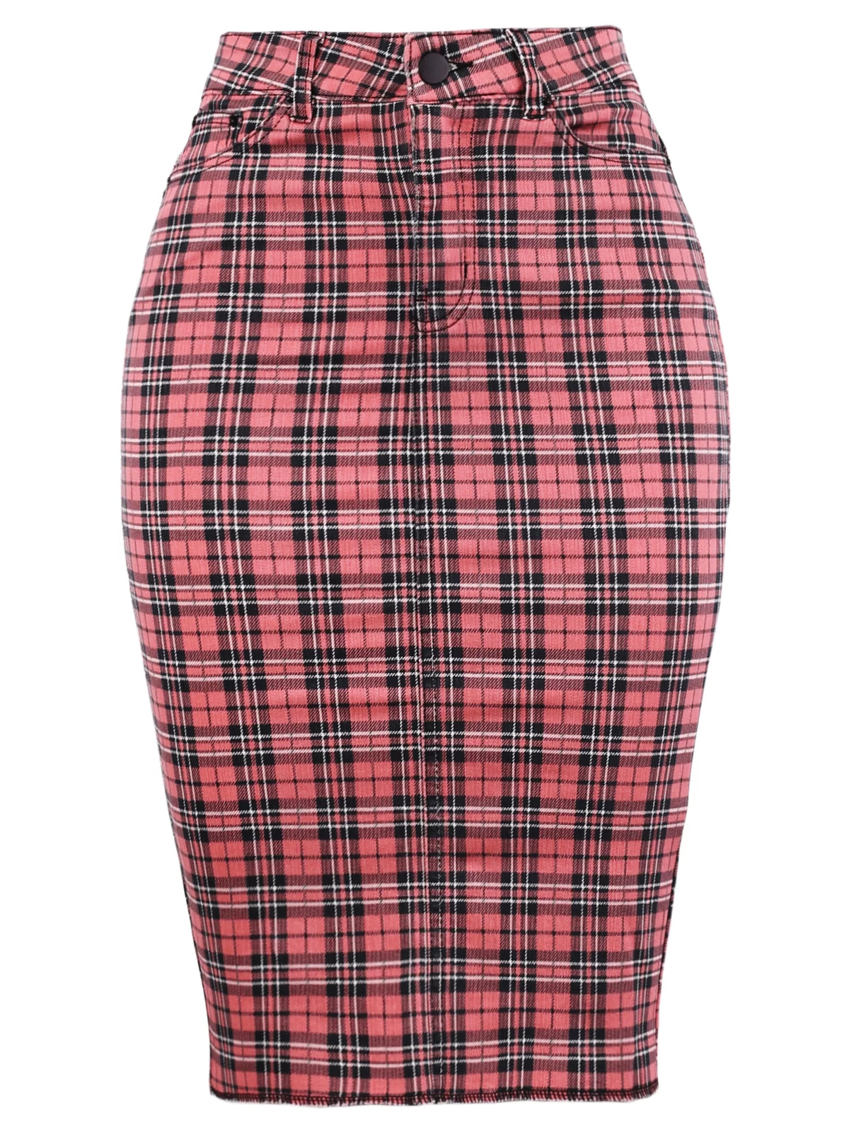 Slim Fit Rayon Knee Length Back Slit Denim Pencil Skirt T760796
