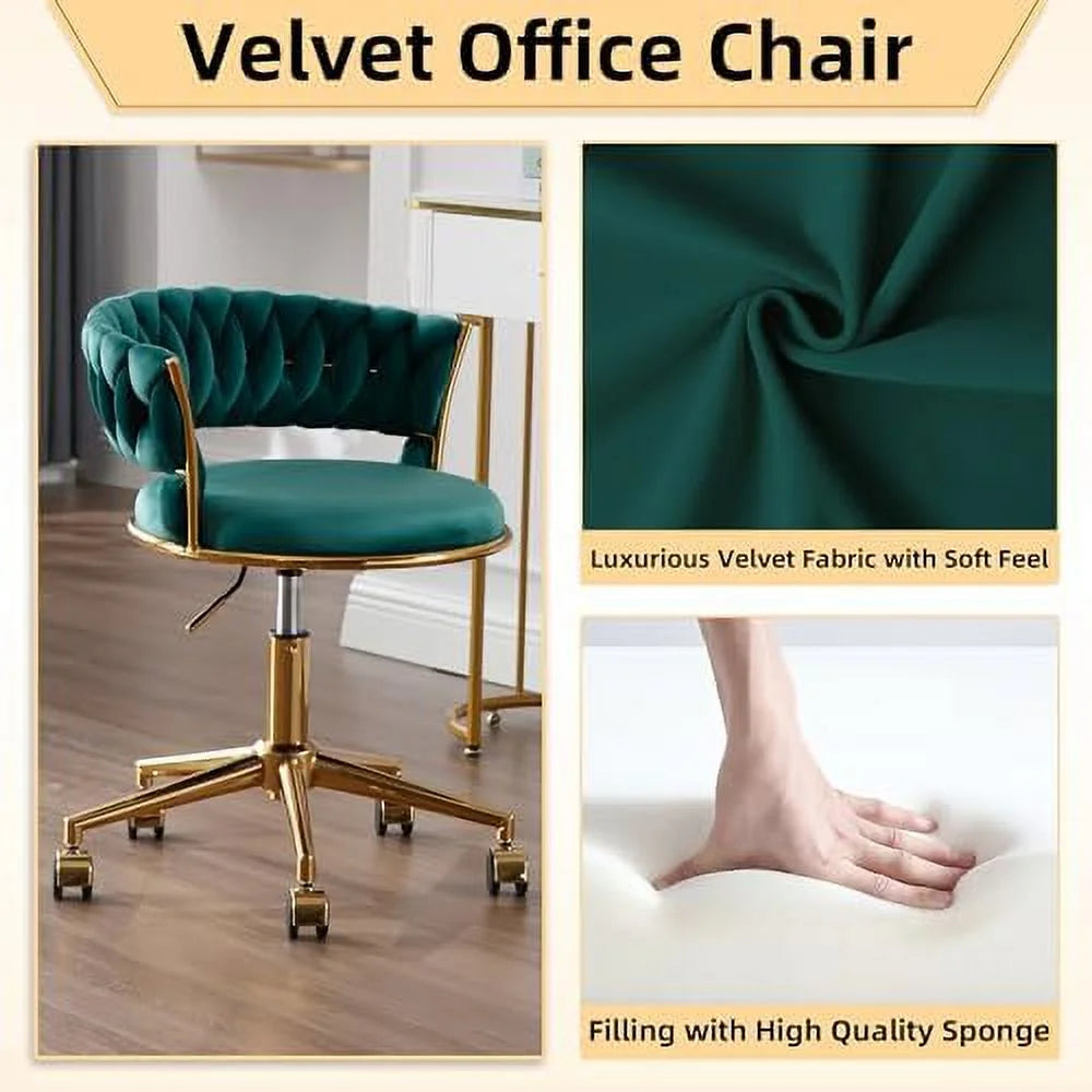 Dark Blue Velvet Desk Chair with Wheels G452443