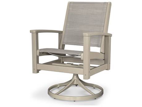 Satin White / White / Navy Blue Sling Swivel Rocker I1007