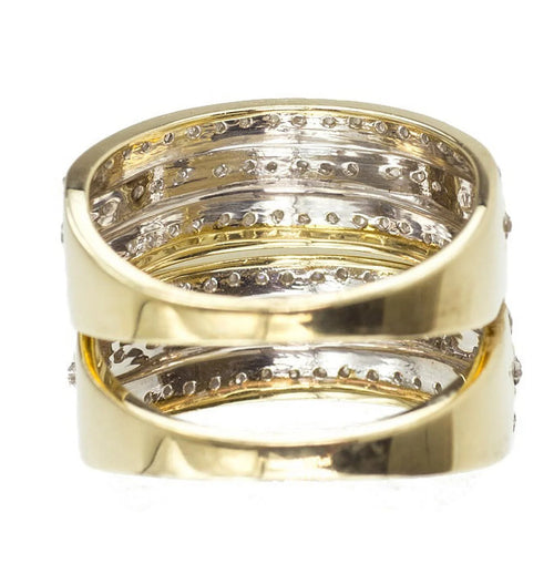 10k Yellow Gold Pave Diamond Trio Wedding Engagement Ring Set 1.0ct G7246