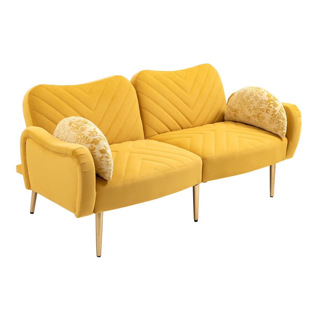 Velvet Love Seats Sofa with 2 Bolster Pillows M829434