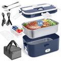 Electric Lunch Box Food Heater 60W 1.8L Stainless Steel Green Royal Blue K139966