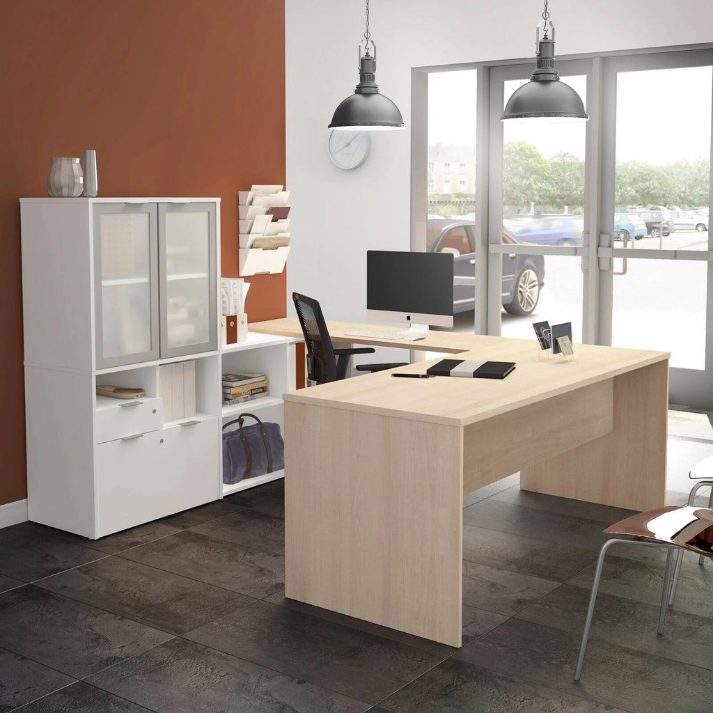 U Shape Computer Desk with Hutch P889