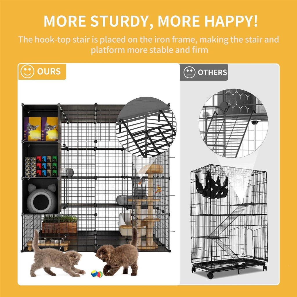 4-Tiers Metal Cat Playpen with Hammock D687