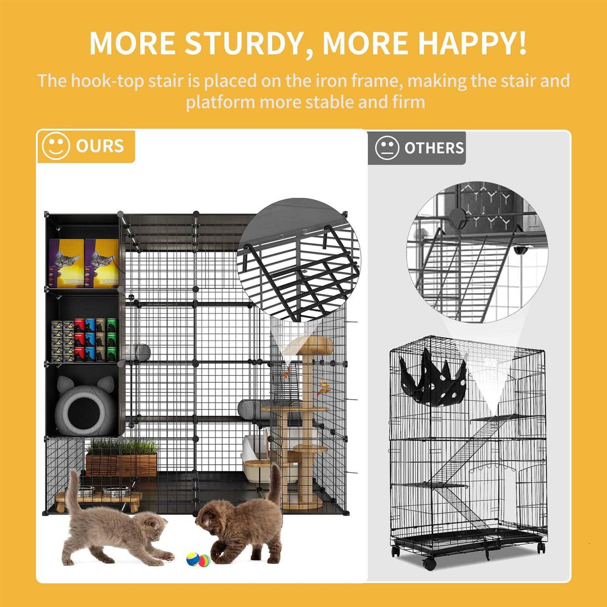 4-Tiers Metal Cat Playpen with Hammock D687