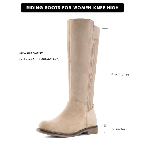 Knee High Boots Flat Low Heel Stretchy Round Toe with Side Zipper Z8201