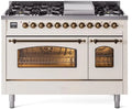 48 Dual Fuel Natural Gas Range Antique White Bronze Trim F82915
