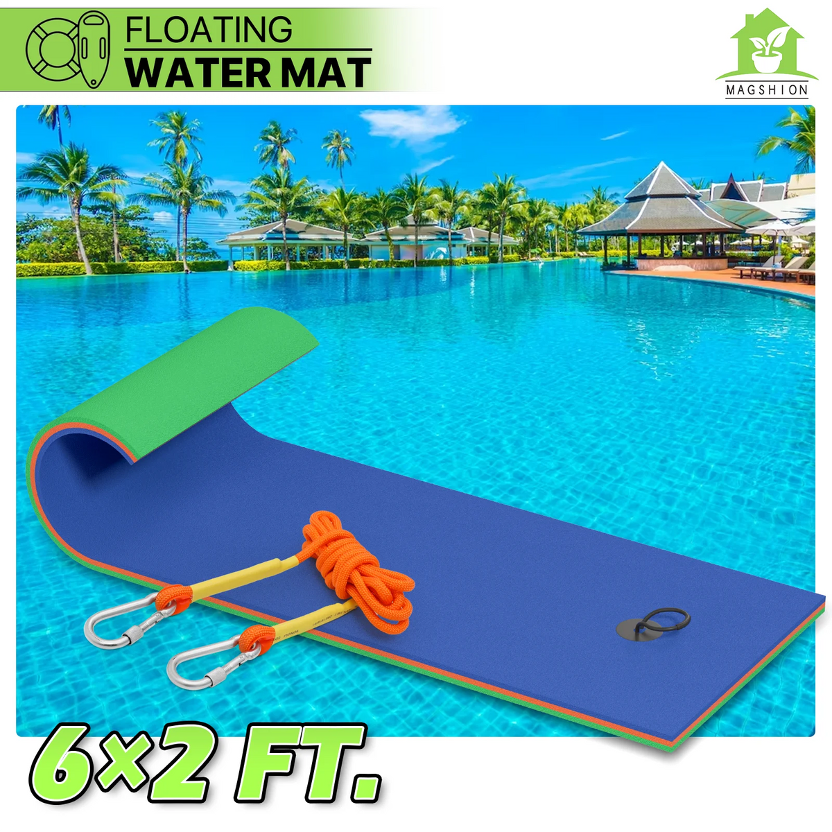Blue 3-Layer XPE Foam Floating Water Mat A824
