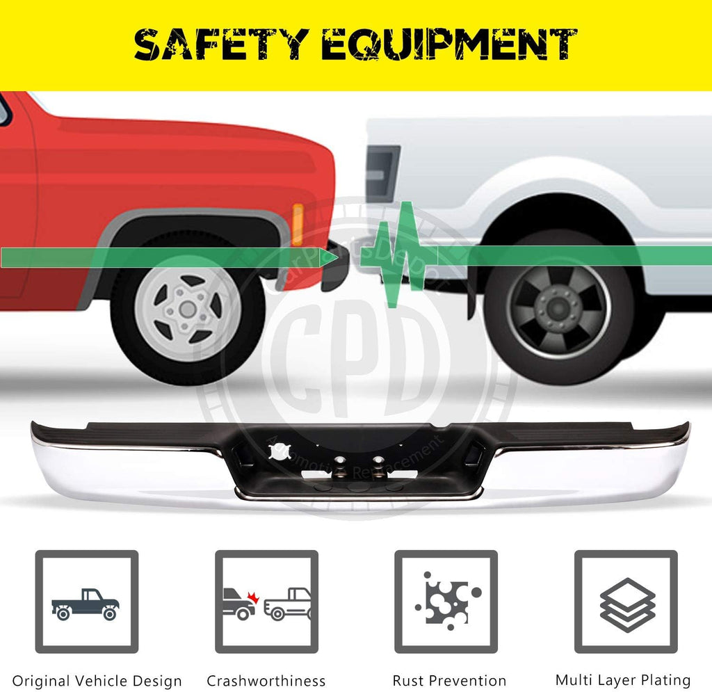 Chrome Rear Step Bumper Bar Assembly with Black Pad C9607