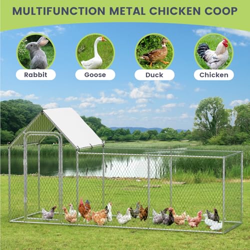 Large Metal Chicken Coop with Waterproof Cover Z167984