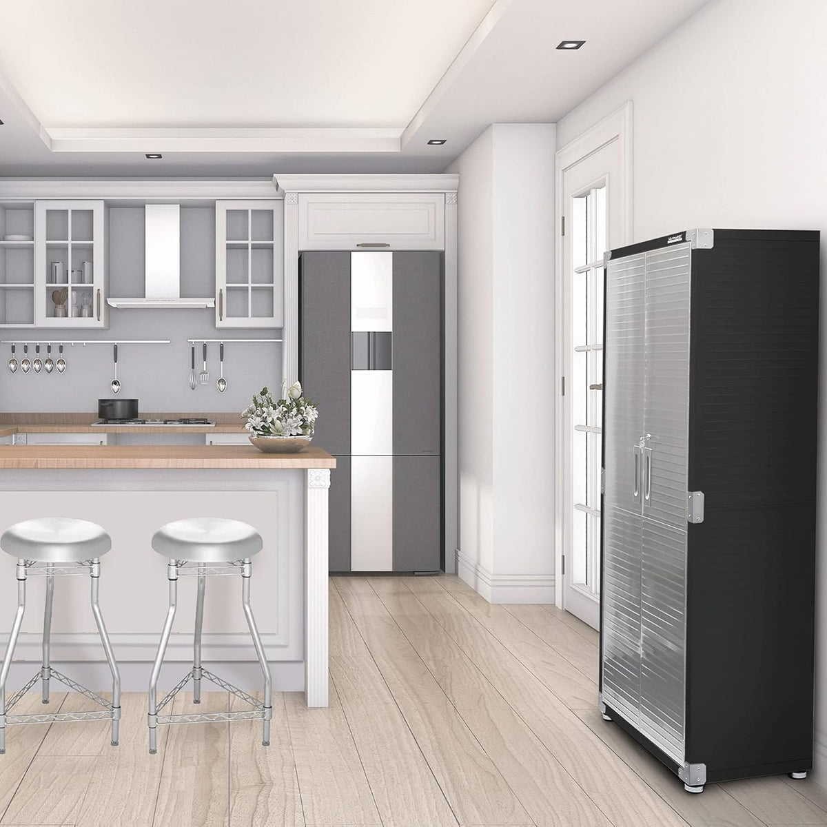 Solid Steel Lockable Metal Storage Cabinet with Adjustable Shelves, 30" W x 18" D x 72" H, Graphite R5837