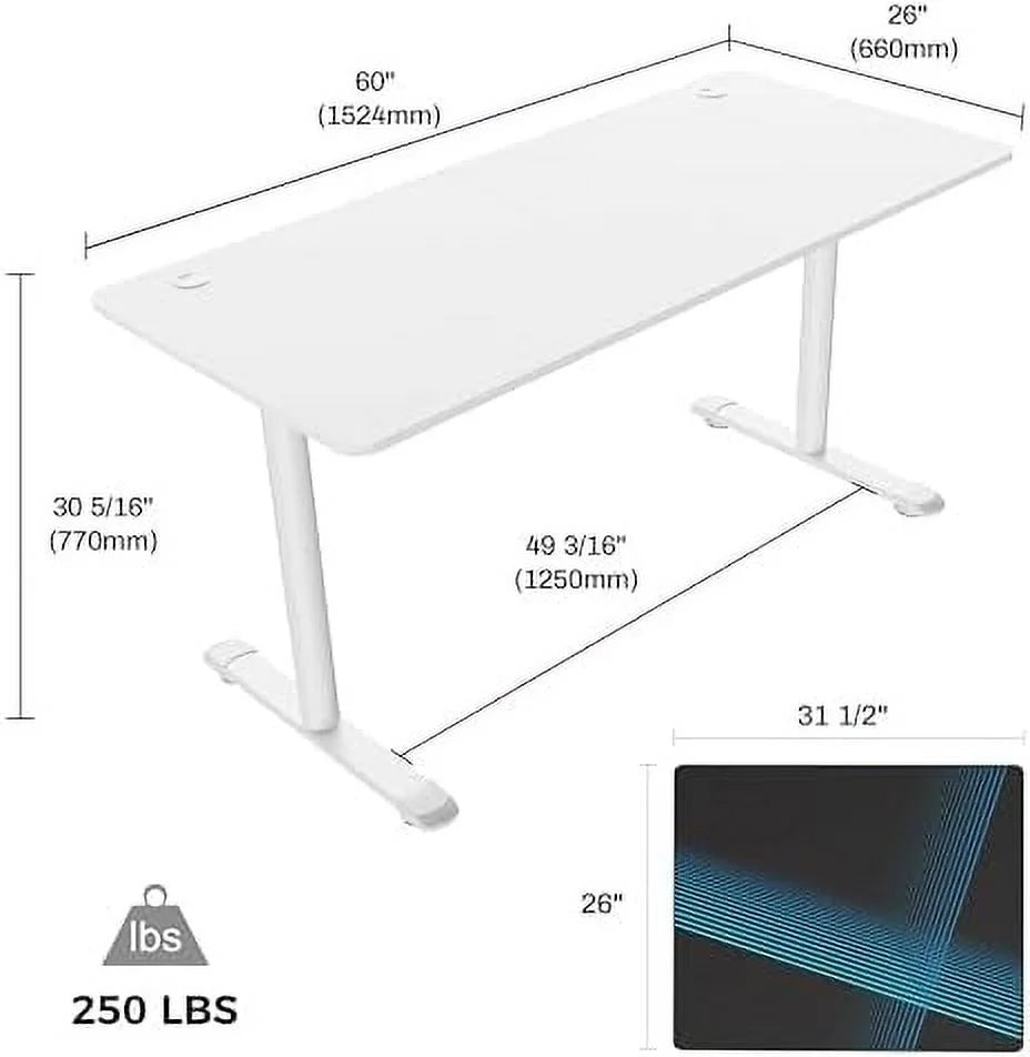 White 60 Inch Gaming Desk V915