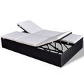 Double Chaise Lounge Chair 2-Person Poly Rattan Sun Lounger with Adjustable Cushion R2489