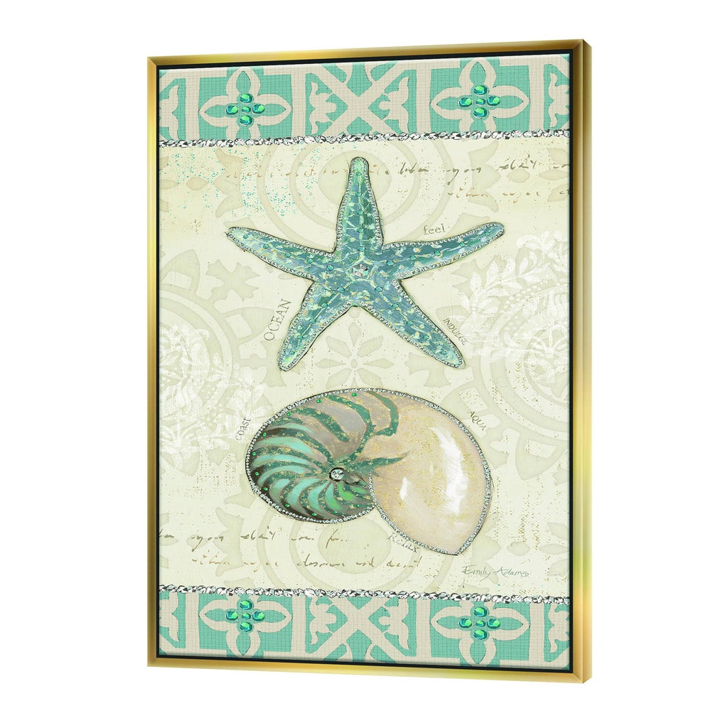 Nautical Coastal Framed Canvas - 34 in. Wide x 44 in. High - Gold E60771