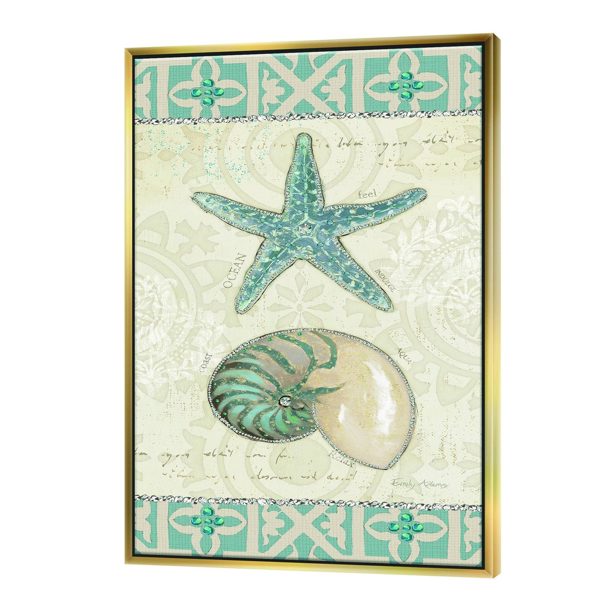 Nautical Coastal Framed Canvas - 34 in. Wide x 44 in. High - Gold E60771